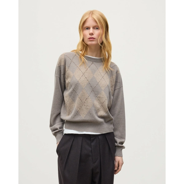Johnstons of Elgin Clan Grey Argyle Cashmere Jumper