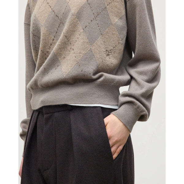 Johnstons of Elgin Clan Grey Argyle Cashmere Jumper