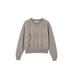 Johnstons of Elgin Clan Grey Argyle Cashmere Jumper | Sweaters | Coveti