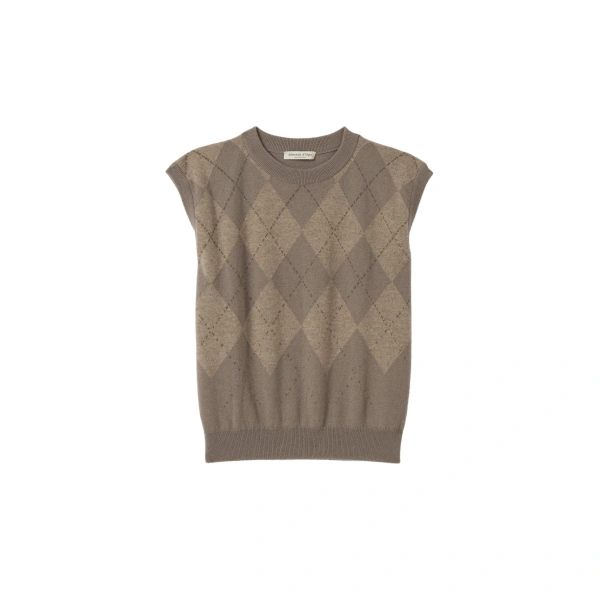 Johnstons of Elgin Clan Grey Argyle Cashmere Tank | Sleeveless | Coveti