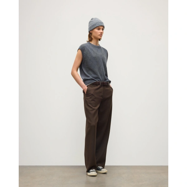 Johnstons of Elgin Clan Mid Grey Argyle Cashmere Tank