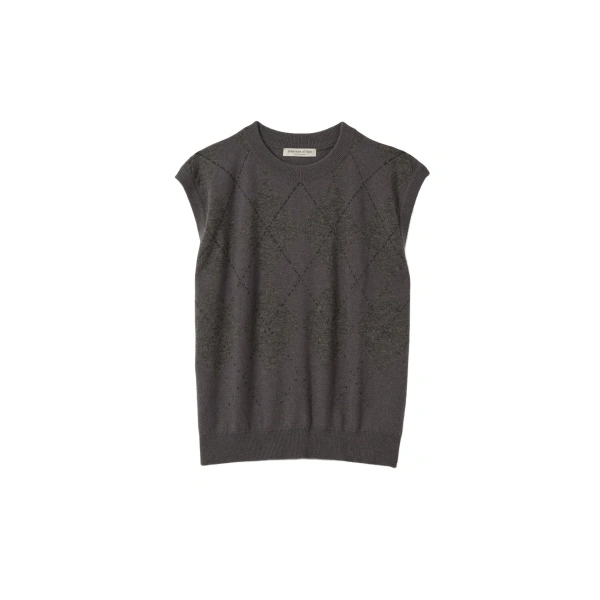 Clan Mid Grey Argyle Cashmere Tank
