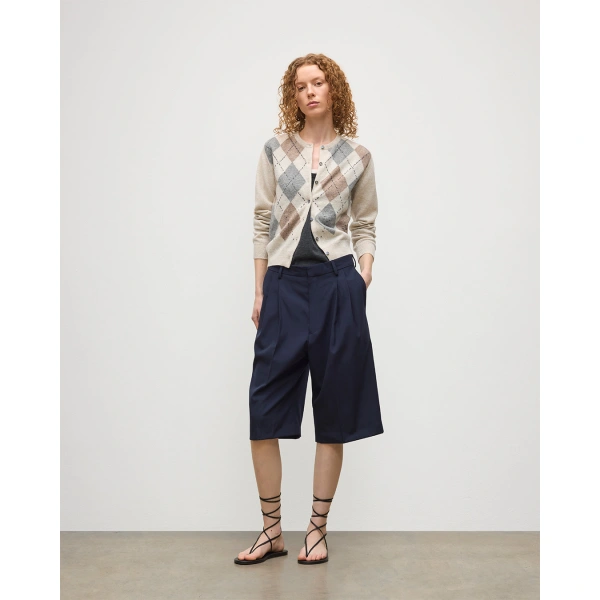 Johnstons of Elgin Clan Natural Argyle Cashmere Cardigan