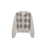Johnstons of Elgin Clan Natural Argyle Cashmere Cardigan | Cardigan | Coveti