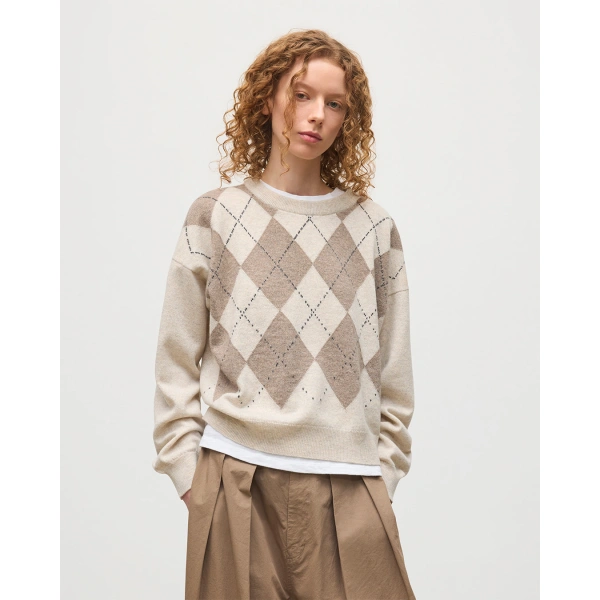 Johnstons of Elgin Clan Natural Argyle Cashmere Jumper