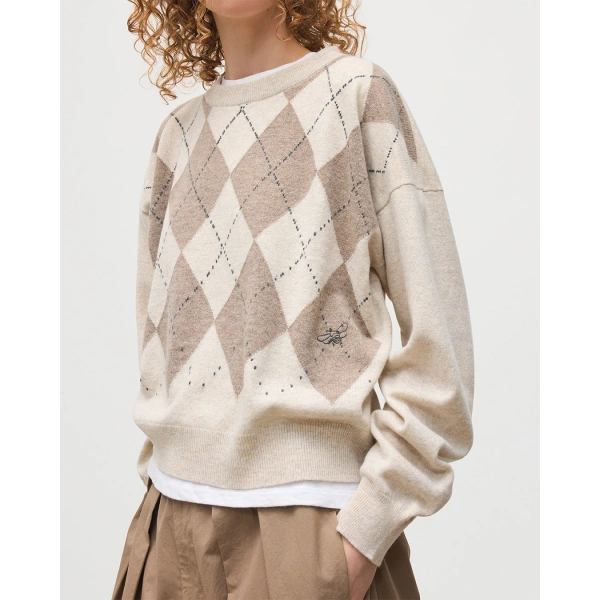 Johnstons of Elgin Clan Natural Argyle Cashmere Jumper