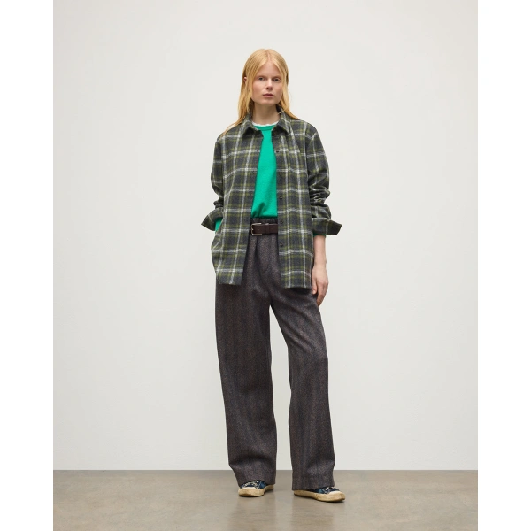 Johnstons of Elgin Clanlass Green Plaid Overshirt
