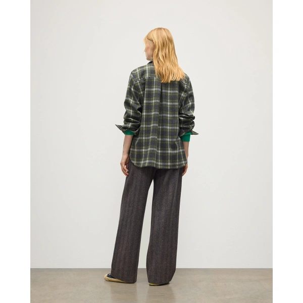 Johnstons of Elgin Clanlass Green Plaid Overshirt