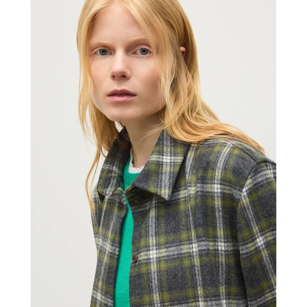 Johnstons of Elgin Clanlass Green Plaid Overshirt