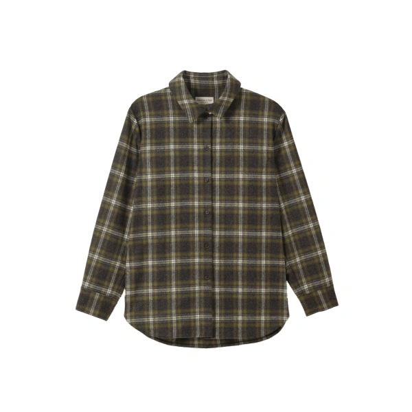 Johnstons of Elgin Clanlass Green Plaid Overshirt | Shirts | Coveti