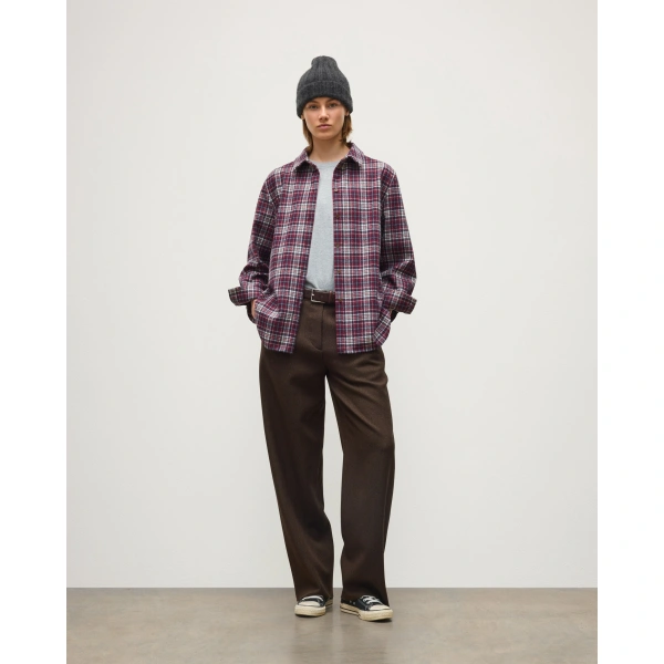Johnstons of Elgin Clanlass Red Plaid Overshirt