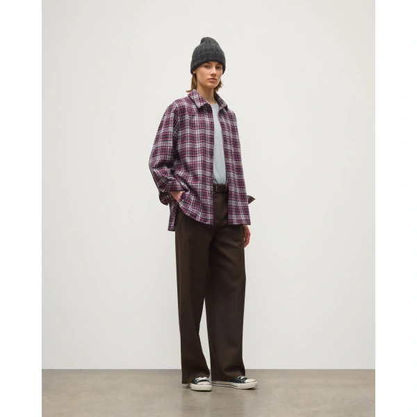 Johnstons of Elgin Clanlass Red Plaid Overshirt