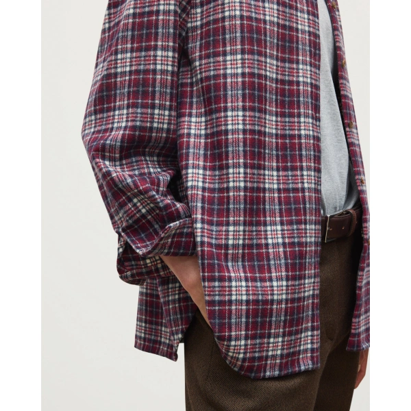 Johnstons of Elgin Clanlass Red Plaid Overshirt