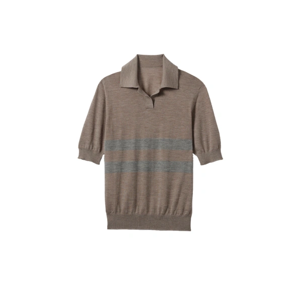 Coira Brown & Grey Superfine Cashmere Polo Shirt