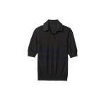 Johnstons of Elgin Coira Charcoal & Navy Superfine Cashmere Polo Shirt | Sweaters | Coveti