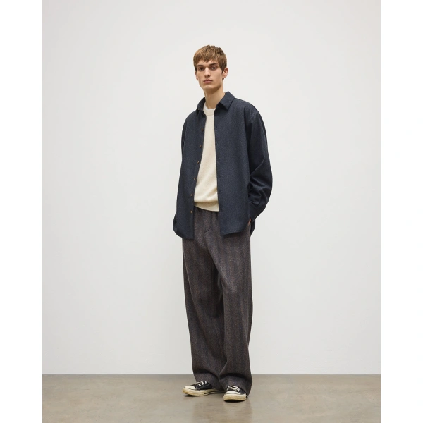Johnstons of Elgin Corrie Dark Blue Twill Overshirt