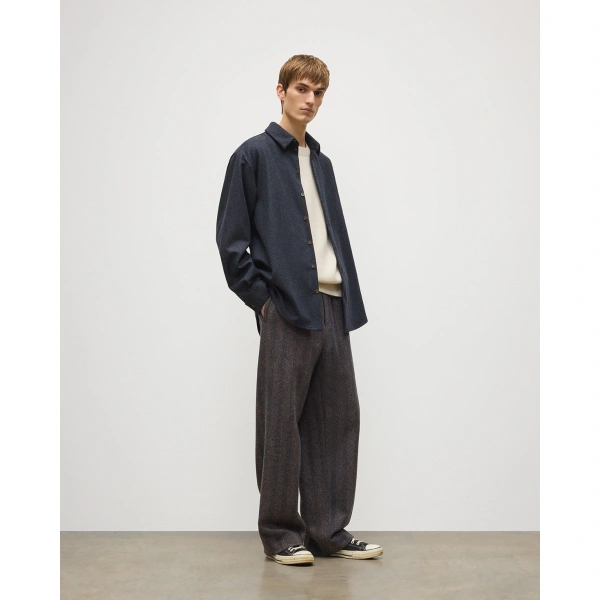 Johnstons of Elgin Corrie Dark Blue Twill Overshirt