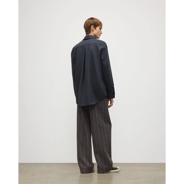 Johnstons of Elgin Corrie Dark Blue Twill Overshirt