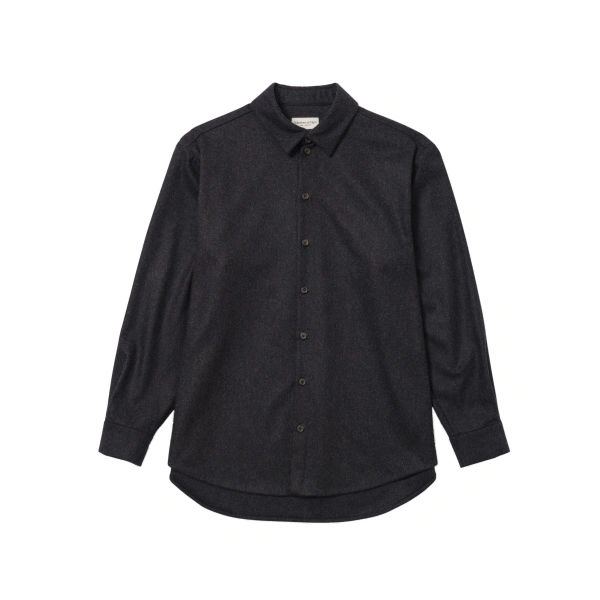 Johnstons of Elgin Corrie Dark Blue Twill Overshirt | Men Shirts | Coveti