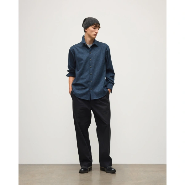 Johnstons of Elgin Corrie Indigo Twill Overshirt