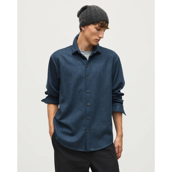 Johnstons of Elgin Corrie Indigo Twill Overshirt