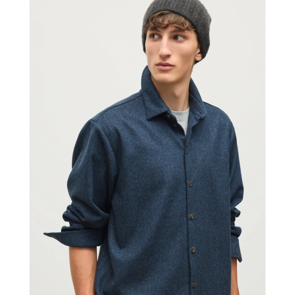 Johnstons of Elgin Corrie Indigo Twill Overshirt