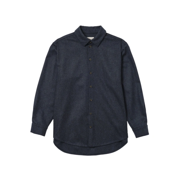 Johnstons of Elgin Corrie Indigo Twill Overshirt | Men Shirts | Coveti