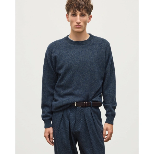 Johnstons of Elgin Craigie Navy Lambswool Jumper
