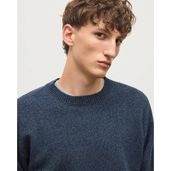 Johnstons of Elgin Craigie Navy Lambswool Jumper