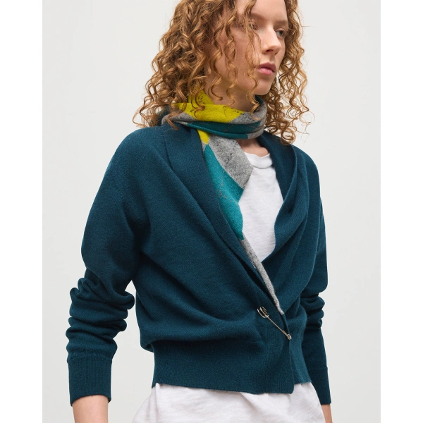 Johnstons of Elgin Crathie Bottle Green Shawl Cashmere Cardigan