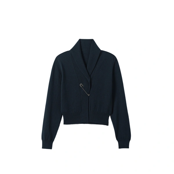 Crathie Bottle Green Shawl Cashmere Cardigan