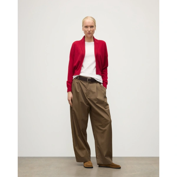 Johnstons of Elgin Crathie Red Shawl Cashmere Cardigan
