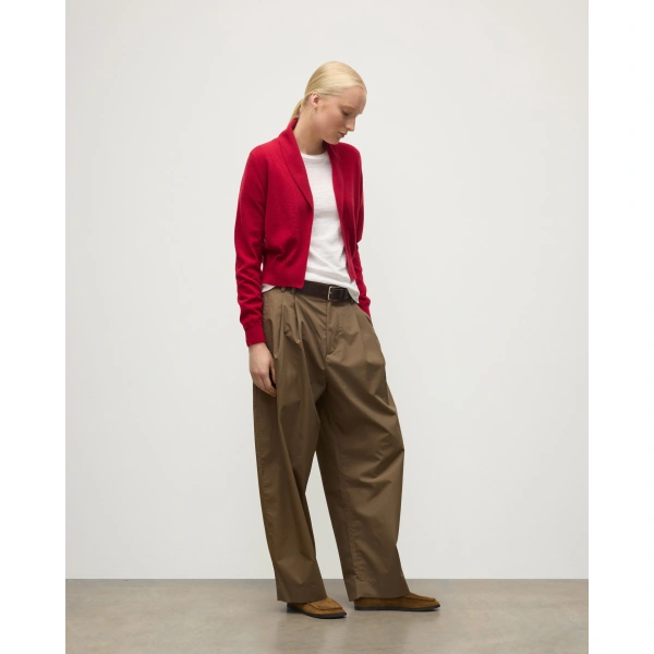 Johnstons of Elgin Crathie Red Shawl Cashmere Cardigan