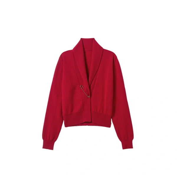 Crathie Red Shawl Cashmere Cardigan