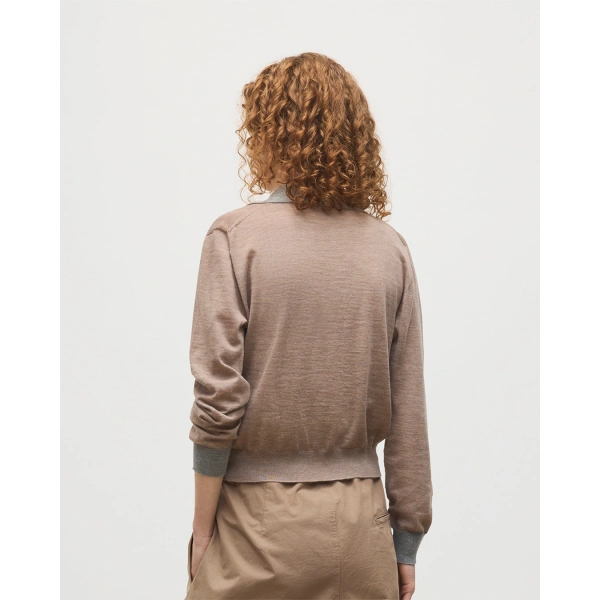 Johnstons of Elgin Dee Brown & Grey Superfine Cashmere Polo Shirt