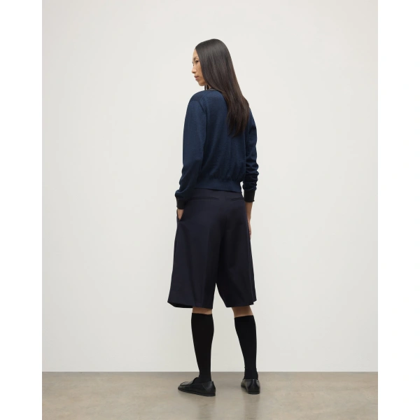 Johnstons of Elgin Dee Navy & Grey Superfine Cashmere Polo Shirt