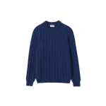 Johnstons of Elgin Donachie Blue Marble Ribbed Cashmere & Cotton Jumper | Men Knitwear | Coveti
