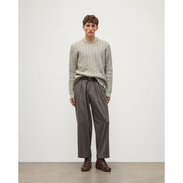 Johnstons of Elgin Donachie Grey Marble Ribbed Cashmere & Cotton Jumper