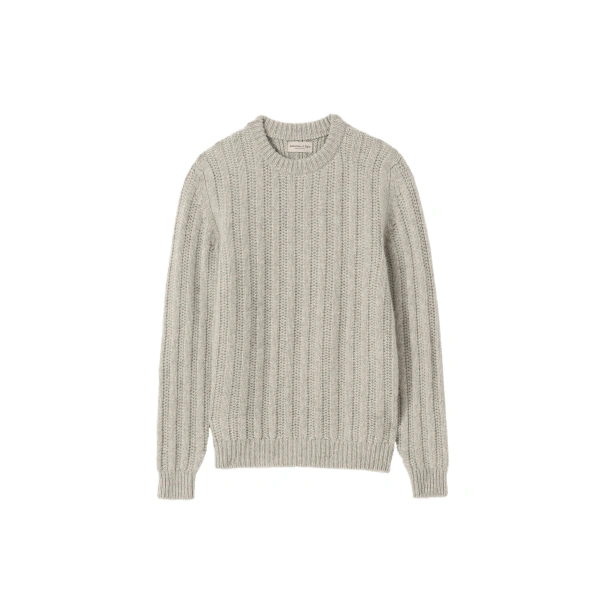 Johnstons of Elgin Donachie Grey Marble Ribbed Cashmere & Cotton Jumper | Men Knitwear | Coveti