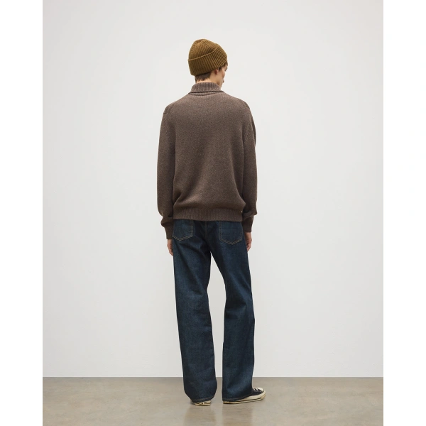Johnstons of Elgin Douglas Button Neck Brown Cashmere Jumper