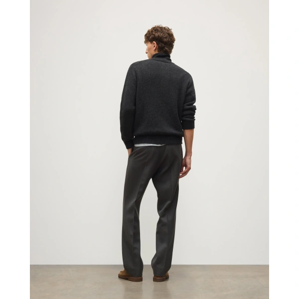 Johnstons of Elgin Douglas Button Neck Dark Grey Cashmere Jumper