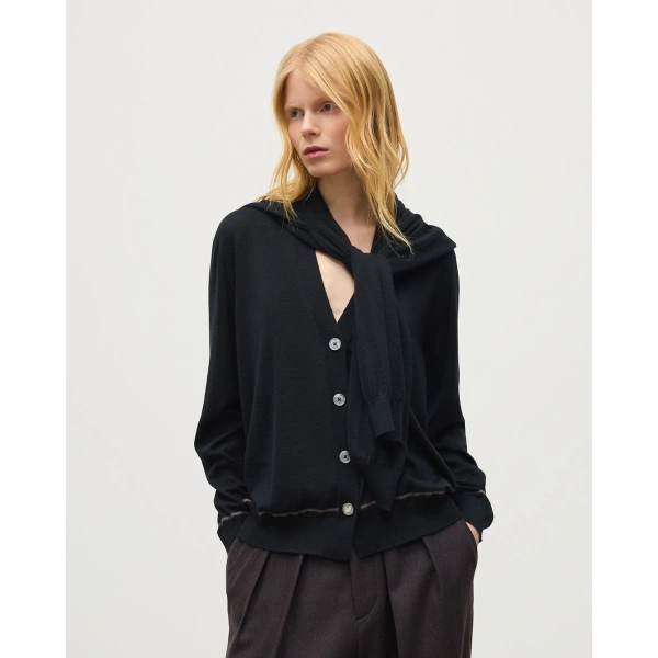 Johnstons of Elgin Effie Black Superfine Cashmere Cardigan