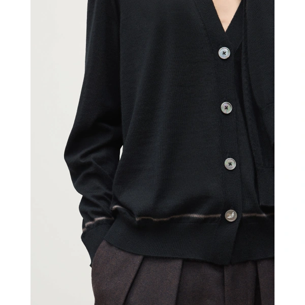 Johnstons of Elgin Effie Black Superfine Cashmere Cardigan