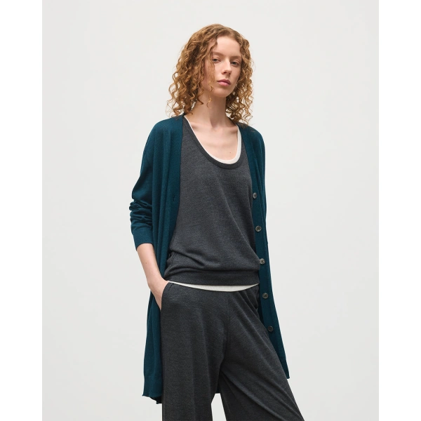 Johnstons of Elgin Elise Bottle Green Long Superfine Cashmere Cardigan