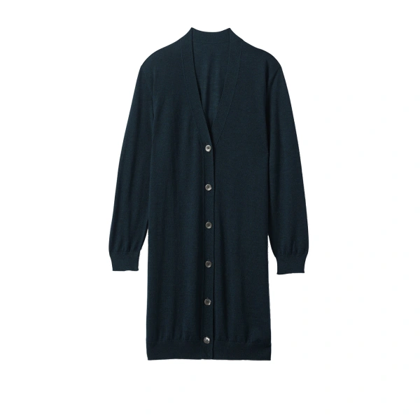 Elise Bottle Green Long Superfine Cashmere Cardigan