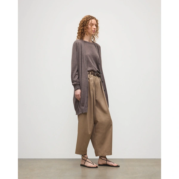 Johnstons of Elgin Elise Brown Long Superfine Cashmere Cardigan