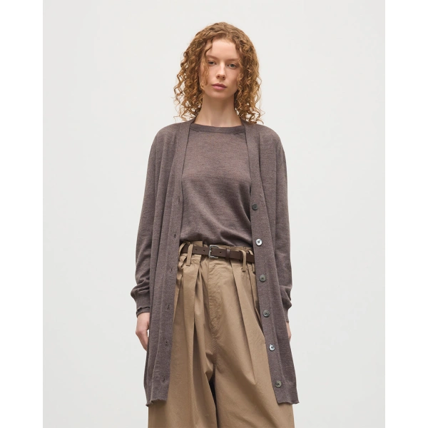 Johnstons of Elgin Elise Brown Long Superfine Cashmere Cardigan