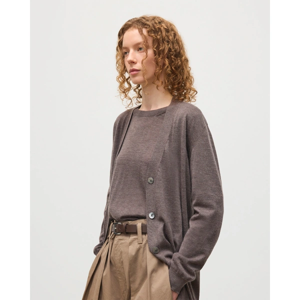 Johnstons of Elgin Elise Brown Long Superfine Cashmere Cardigan