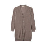 Johnstons of Elgin Elise Brown Long Superfine Cashmere Cardigan | Cardigan | Coveti