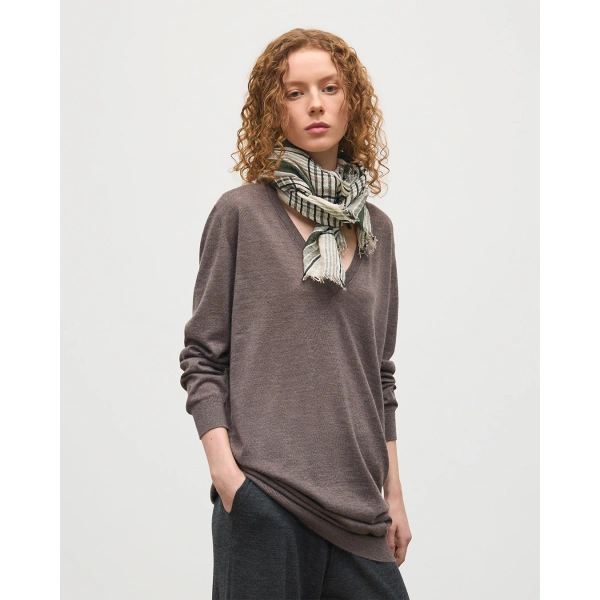 Johnstons of Elgin Elise Brown Long Superfine Cashmere Jumper